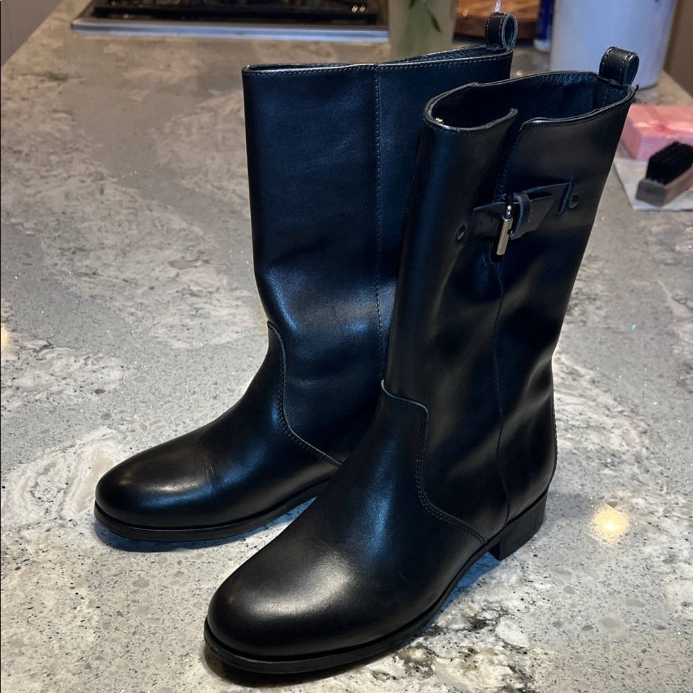 J. Crew Black Leather Billie Short Riding Boots Size 6.5 - Picture 13 of 13